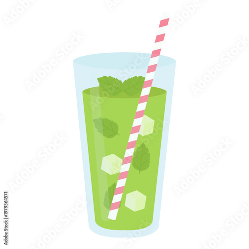 Refreshing Green Mojito Cocktail Illustration