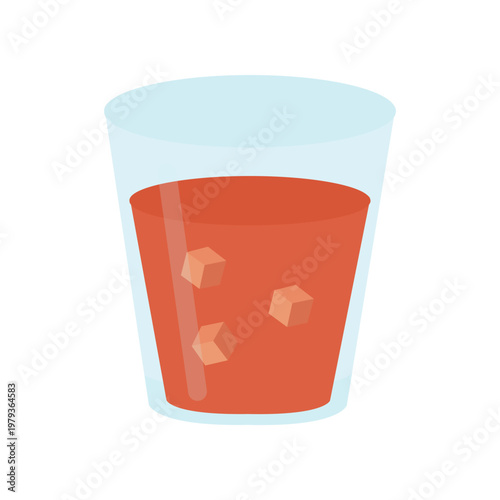 Glass of Red Iced Drink Illustration