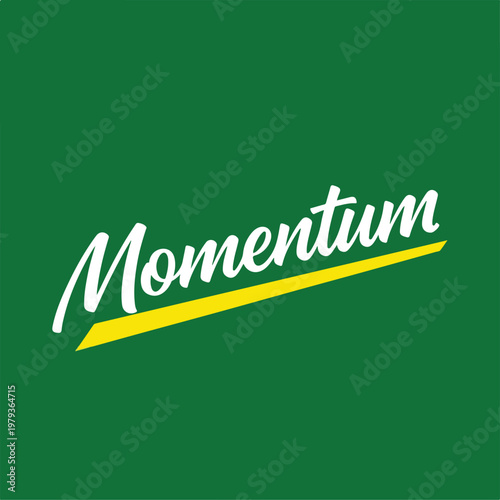 Momentum logo on green background.