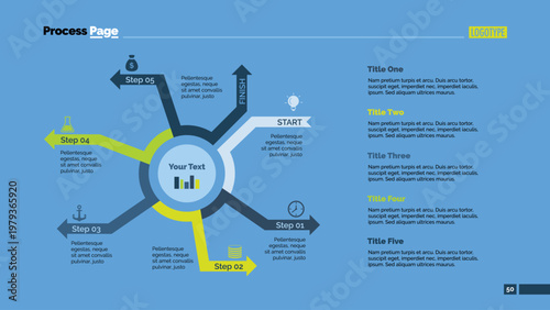 Five Steps Arrows Cycle Slide Template