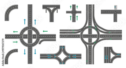 Collection of highway interchanges and road junctions.