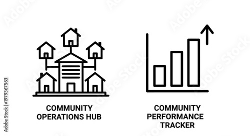 Community operations hub and performance tracker growth bar chart with community