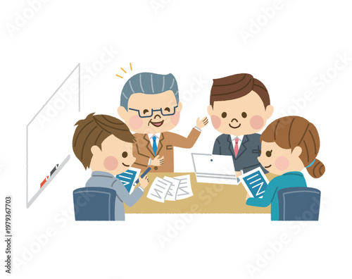 会議にタブレットを活用している会社員