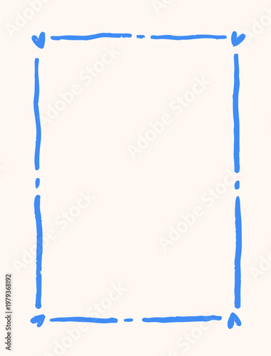 Cute romantic line frame, card, poster design. Scribble doodle brush stroke b...