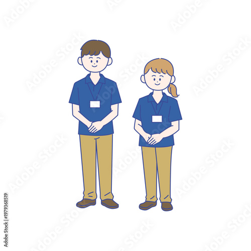 男性と女性の職員全身イラスト