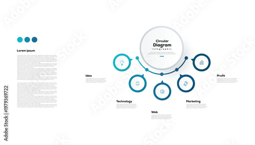 Modern minimalist, elegant, clean circular steps editable infographic design template