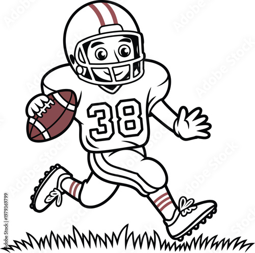 Cartoon football player running with a ball