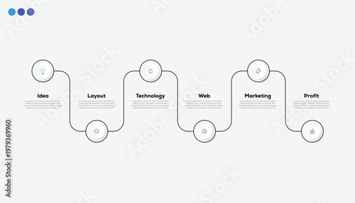 Modern minimalist, elegant, clean circular steps editable infographic design template