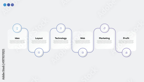 Modern minimalist, elegant, clean circular steps editable infographic design template