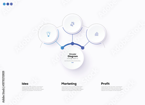 Modern minimalist, elegant, clean circular steps editable infographic design template