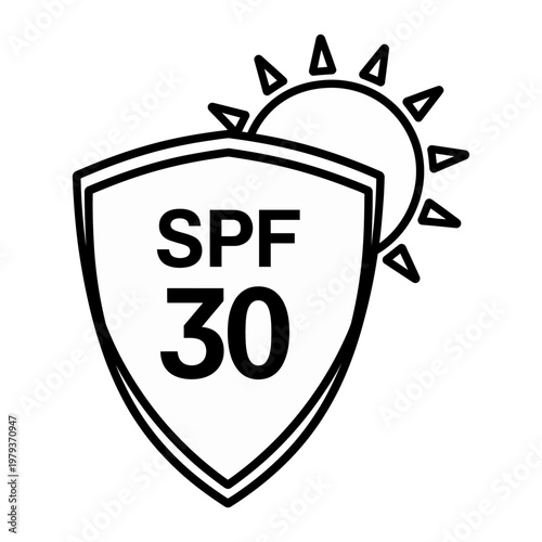 Vector of a sun shield with spf 30 rating for sun protection