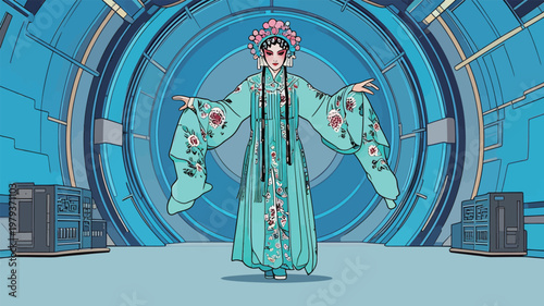 Peking Opera Actress in Futuristic Sci - Fi Setting