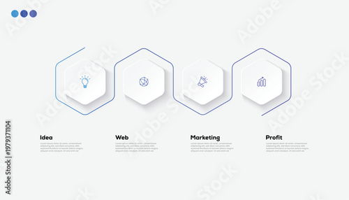 Modern minimalist, elegant, clean circular steps editable infographic design template
