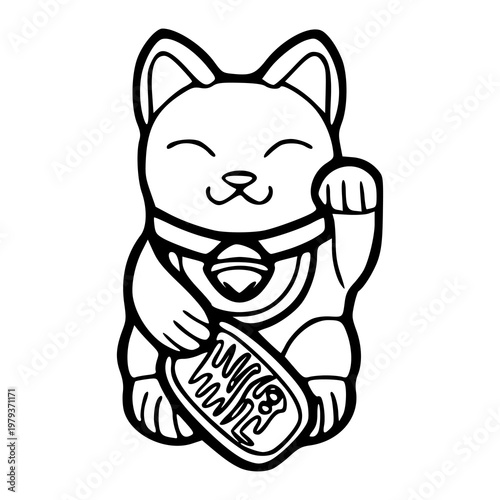 cute cartoon fortune cat icon isolated on white background