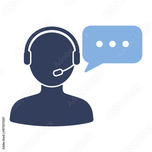 Vector of a customer service representative wearing a headset with speech bubble