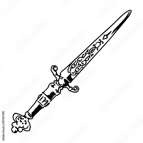 antique weaponry design with filigree details