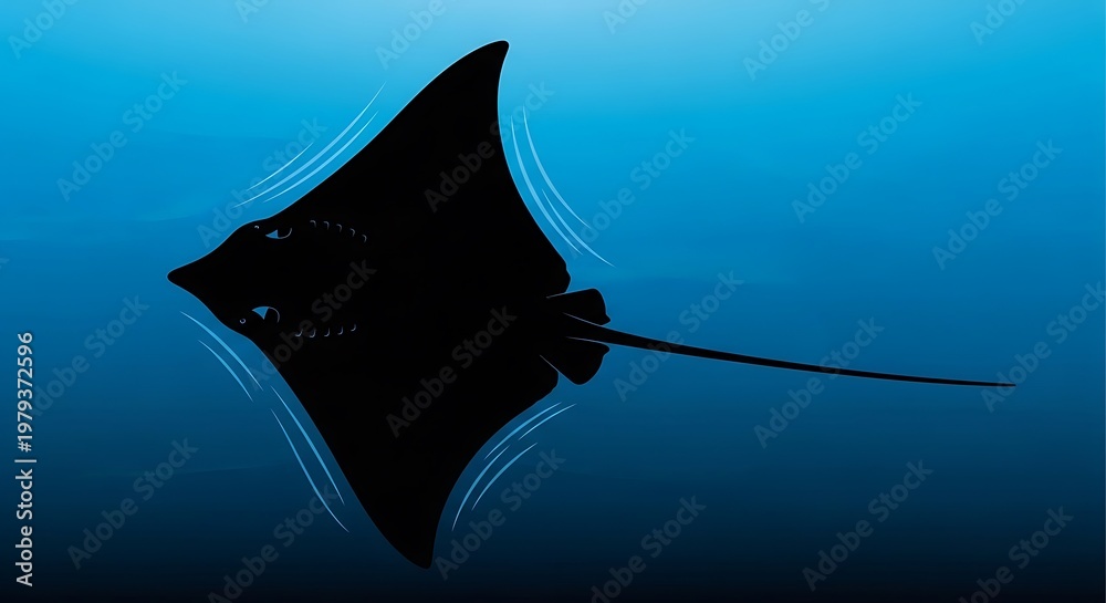 Fototapeta premium Manta Ray Swimming Underwater Ocean.