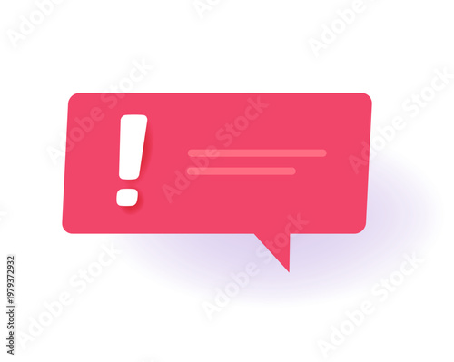 Notification warning alert message icon vector isolated with exclamation mark as caution important attention announcement bubble red notice graphic illustration
