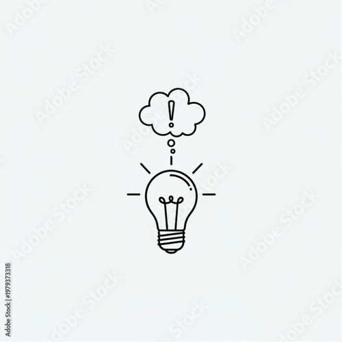 Simple Line Drawing of Light Bulb Idea.