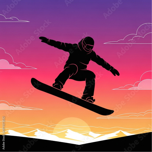 Snowboarder in mid air performing trick.