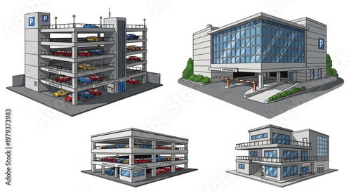 Modern Buildings and Parking Garages Collection.