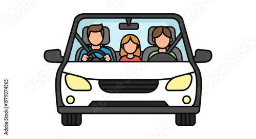 Family driving in a car on a road trip adventure.