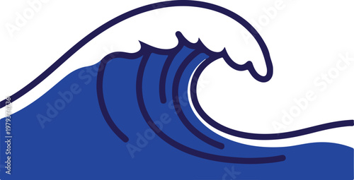 Large Ocean Wave Crashing Water.