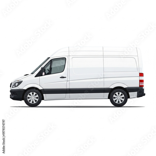 White Delivery Van Side View.