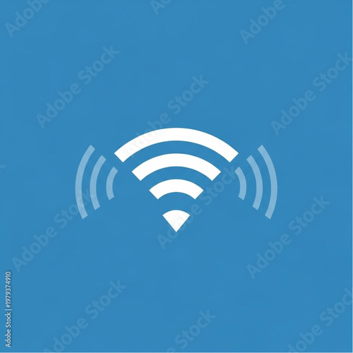 White WiFi Signal Icon on Blue.