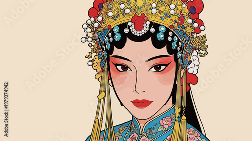 Chinese Peking Opera Female Character Illustration