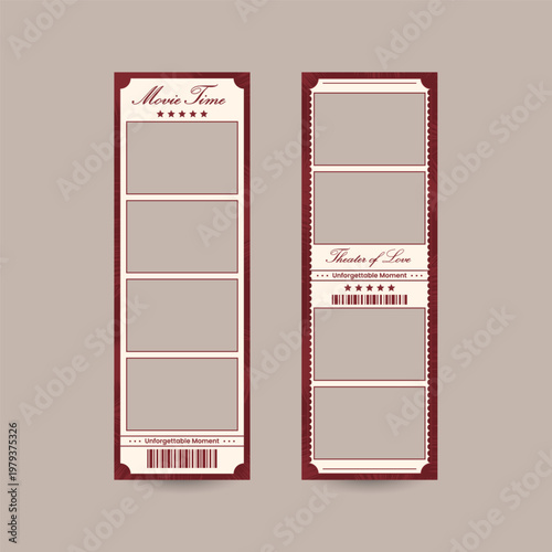 movie ticket photostrip design template empty blank