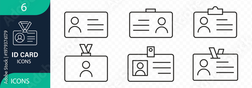 ID Card minimal thin line icons. Related passport  identification  authentication  immigration . Editable stroke. Vector illustration.
