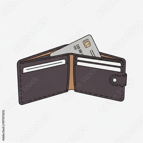 Open Wallet with Credit Card Inside.