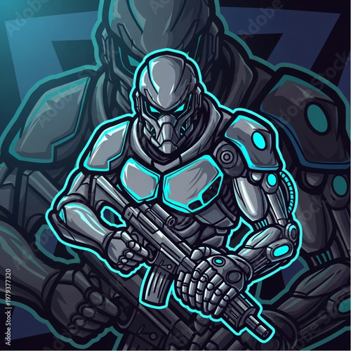 Futuristic Soldier in Advanced Power Armor.