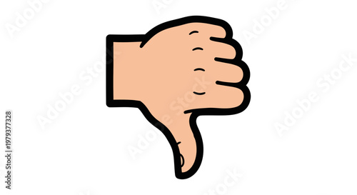Cartoon hand gesture showing thumbs down for negative feedback and disapproval