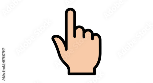 Human Hand Vector Icon with Index Finger Pointing Upwards for Clicking and Selection Gestures