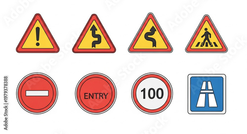 Collection of Road Traffic Signs and Symbols.