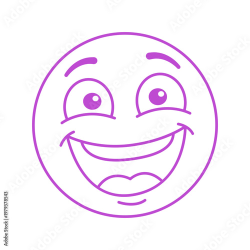 Purple Outline Simple Happy Emoticon Illustration