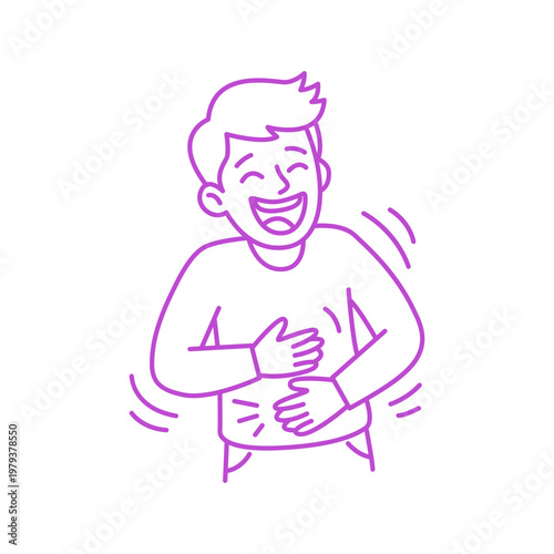 Illustration of a Man Laughing Out Loud Hand Drawn Style