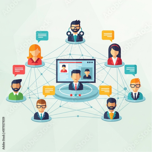 People Connected Through Video Conferencing Online.