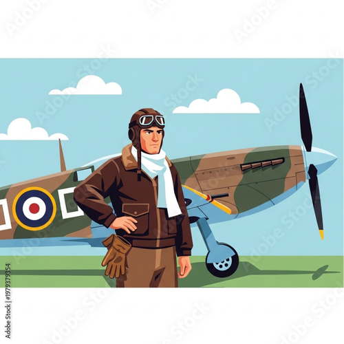 Pilot Standing in Front of Plane.