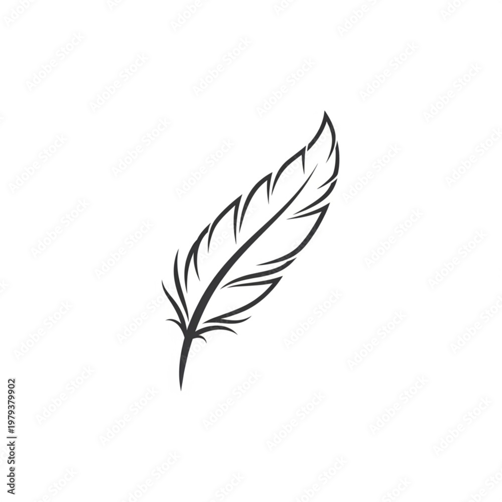 Obraz premium Simple Black and White Feather Illustration.