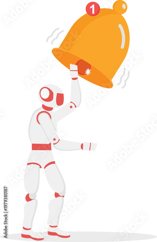 Robot ringing a giant alarm bell