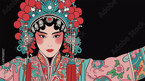 Peking Opera Female Character Illustration