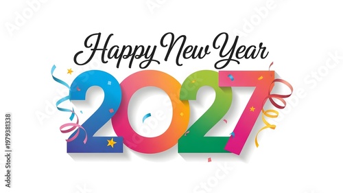 Happy New Year 2027 Colorful Celebration Greeting Design