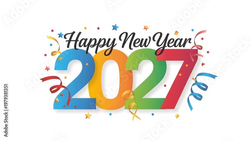 New Year 2027 Wishes. Bright and Colorful Design. Celebrate With Joy. Share Happiness Today.