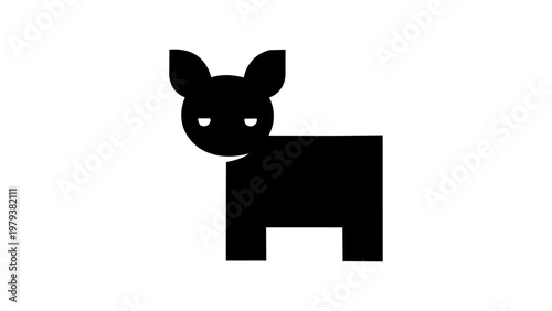 Minimalist pig silhouette logo design, abstract geometric swine icon, vector flat piglet symbol isolated on white