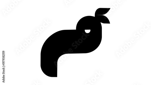 Minimalist parrot silhouette logo, abstract geometric tropical bird icon, vector flat toucan symbol isolated on white