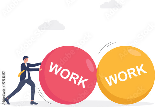 Professional pushing two circles with Work written on them