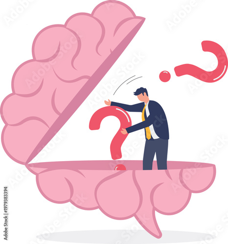 Professional inside a brain reaching for a question mark